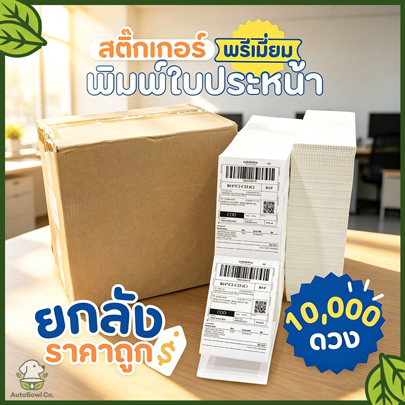 สติ๊กเกอร์ความร้อน สติ๊กเกอร์บาร์โค้ด ขนาด 100x150 มม. จำนวน 10,000 แผ่น พิมพ์ชัดเจน กันน้ำ กาวเหนียว ติดทนนาน
