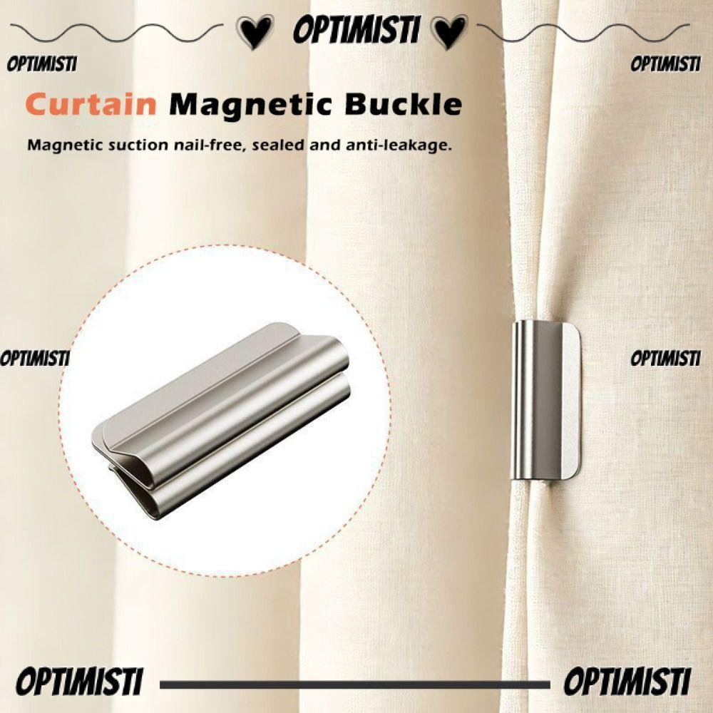 OPTIMISTI8E 1 คู่หัวเข็มขัดยึดผ้าม่าน, แม่เหล็กดึงดูดที่ถอดออกได้คลิปปิดม่าน, คลิปม่านโลหะโฮมออฟฟิศ