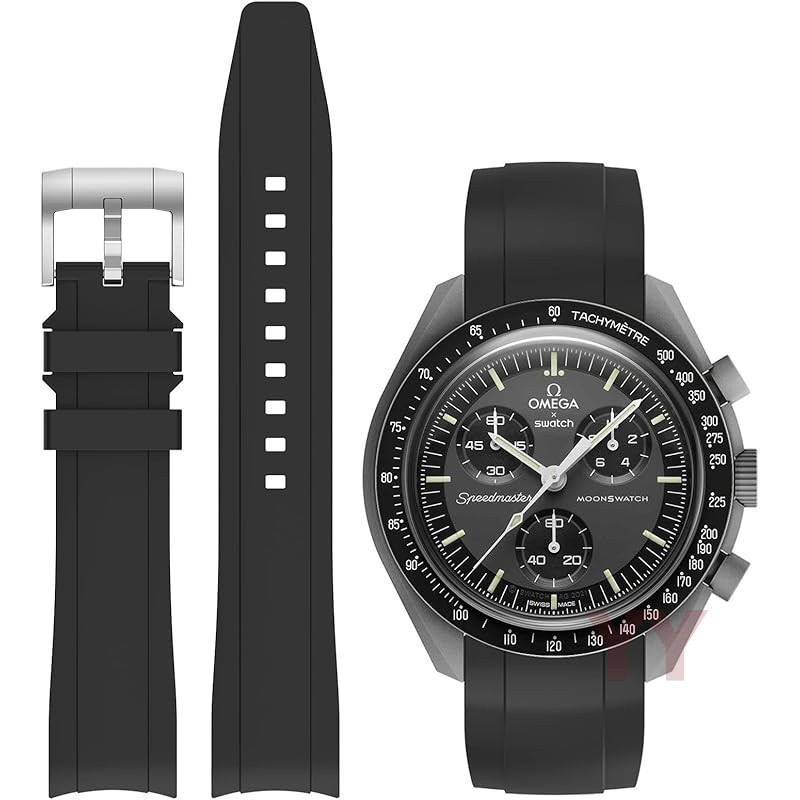 สายซิลิโคน tovimall Moonswatch ขนาด 20 มม. - ดีไซน์โค้งแบบยืดหยุ่นสําหรับ Speedmaste