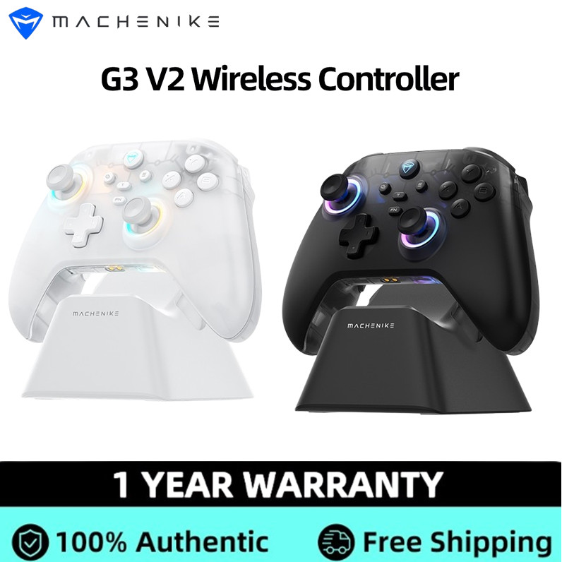 Machenike G3 V2 Tri-Mode Wireless Gaming Controller พร้อมแท่นชาร์จ, Hall Effect 1000mAh แบตเตอรี่ Ga