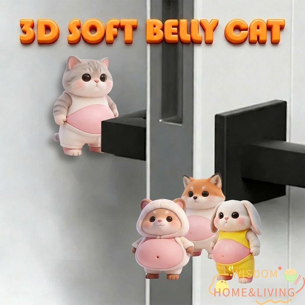 WISDOM 2PCS กันชนประตู, สัตว์อ้วน Self กาว Anti-Collision Pad, น่ารักกันกระแทกยางนุ่มวอลล์เปเปอร์สติกเกอร์ Home