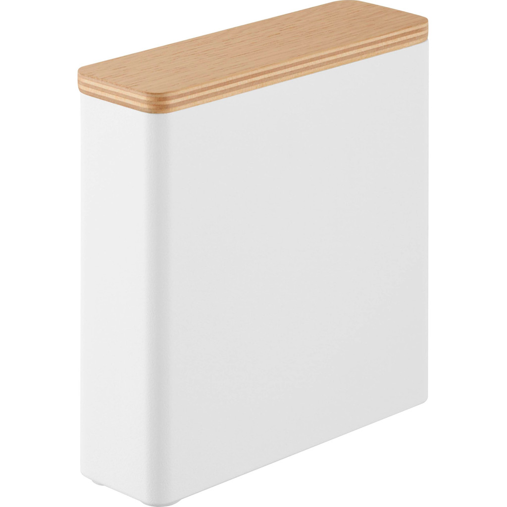 山崎実業 (Yamazaki) Slim Sanitary Storage Case Natural W14.7×D4.7×H15.6cm RIN พร้อมช่องแบ่งและฝาปิด สำหร