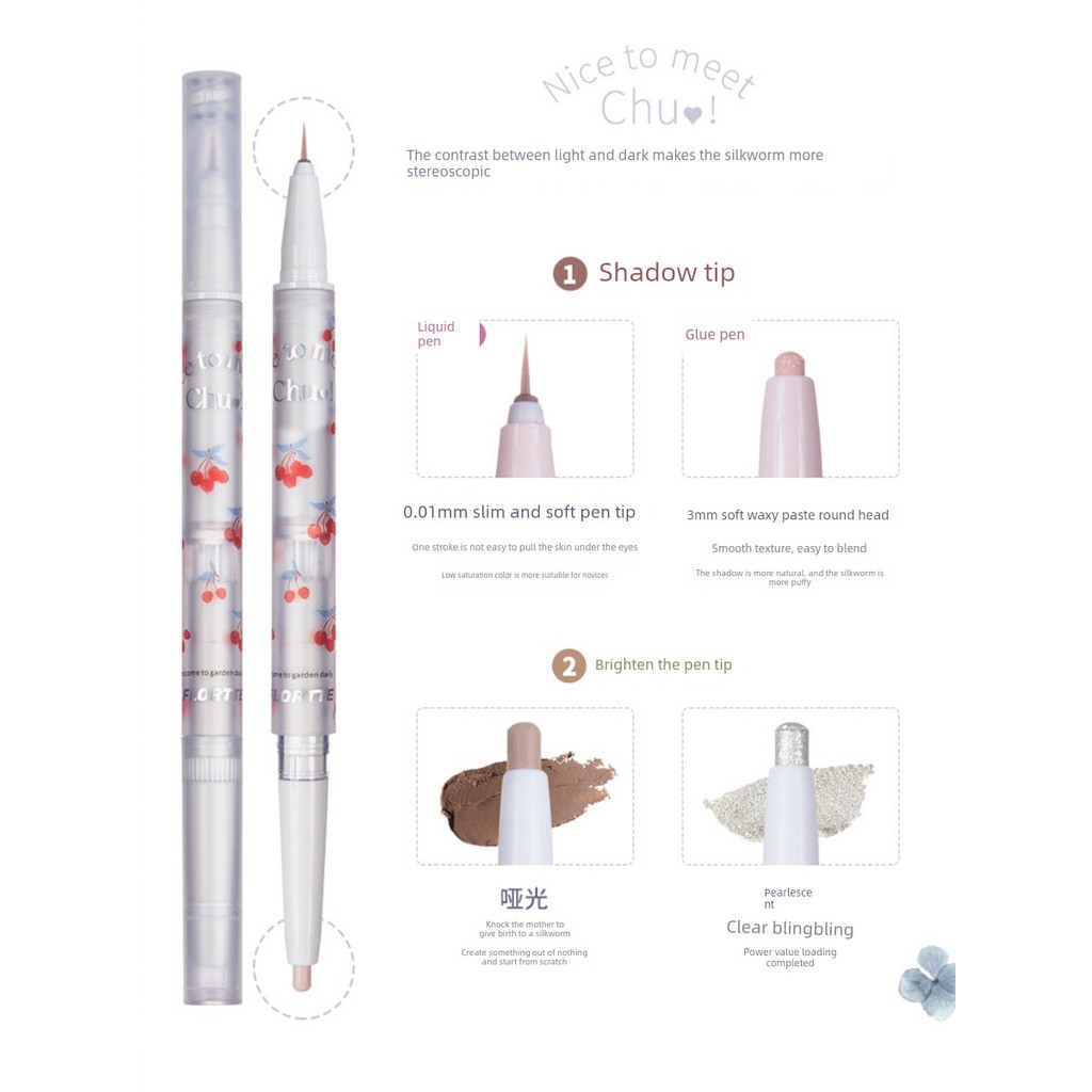 FLORTTE FLORTTE First Kiss Baby Double-Headed Lying Silkworm Pen Brightening Pen Outline Eyeliner Hi