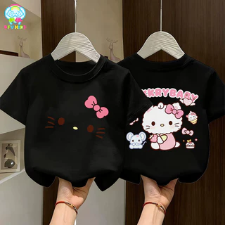 【ส่งจากกรุงเทพฯ】NFV KIDS รุ่นใหม่มาแรง💖เสื้อยืดแขนสั้นเด็ก ระบายอากาศ ลายพิมพ์แมวน่ารัก oversize สะดวกสบาย YG5561