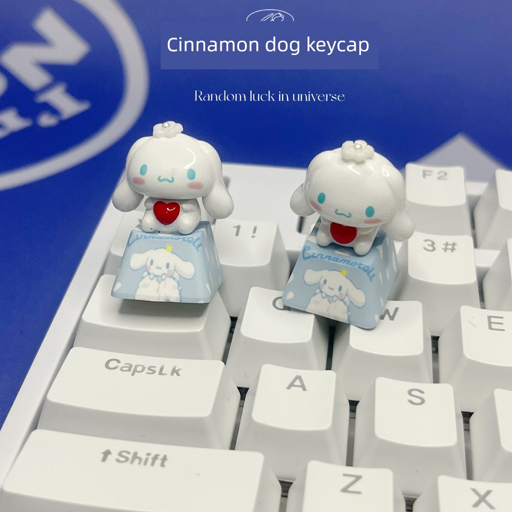 คีย์แคปใส keycap Sanrio Cute Cinnamon Dog Love Keycap Unique Creative Shiny Big-Eared Dog Couple Gift Mechanical Keyboard Cap