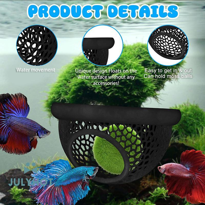 COOL Floating Betta Hide & กุ้ง Cave – 3-in-1 Aquarium Hammo, Floating Feeder Ring & Resting Spot – 