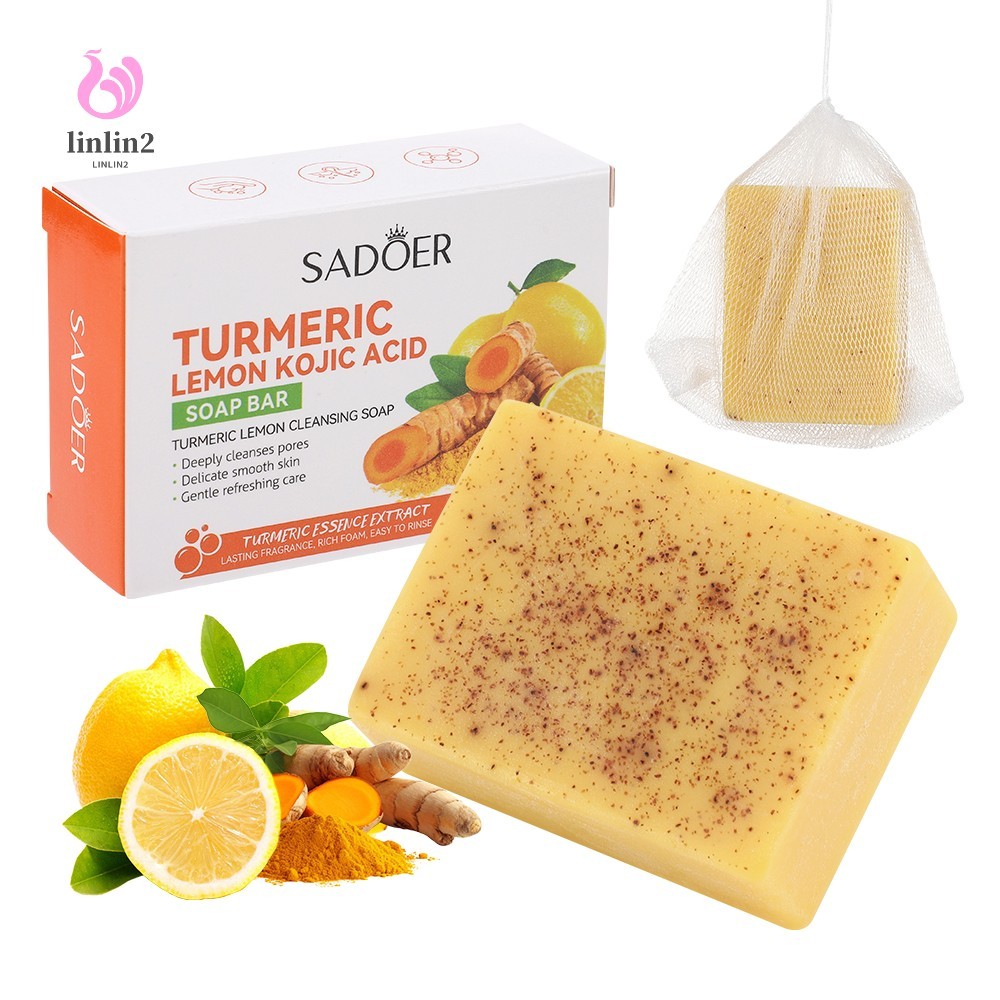 Turmeric Kojic Acid Soap Bar - กําจัดสิวจุดด่างดําแม้สีผิวให้ความชุ่มชื้นสําหรับผิวหน้าและผิวกาย