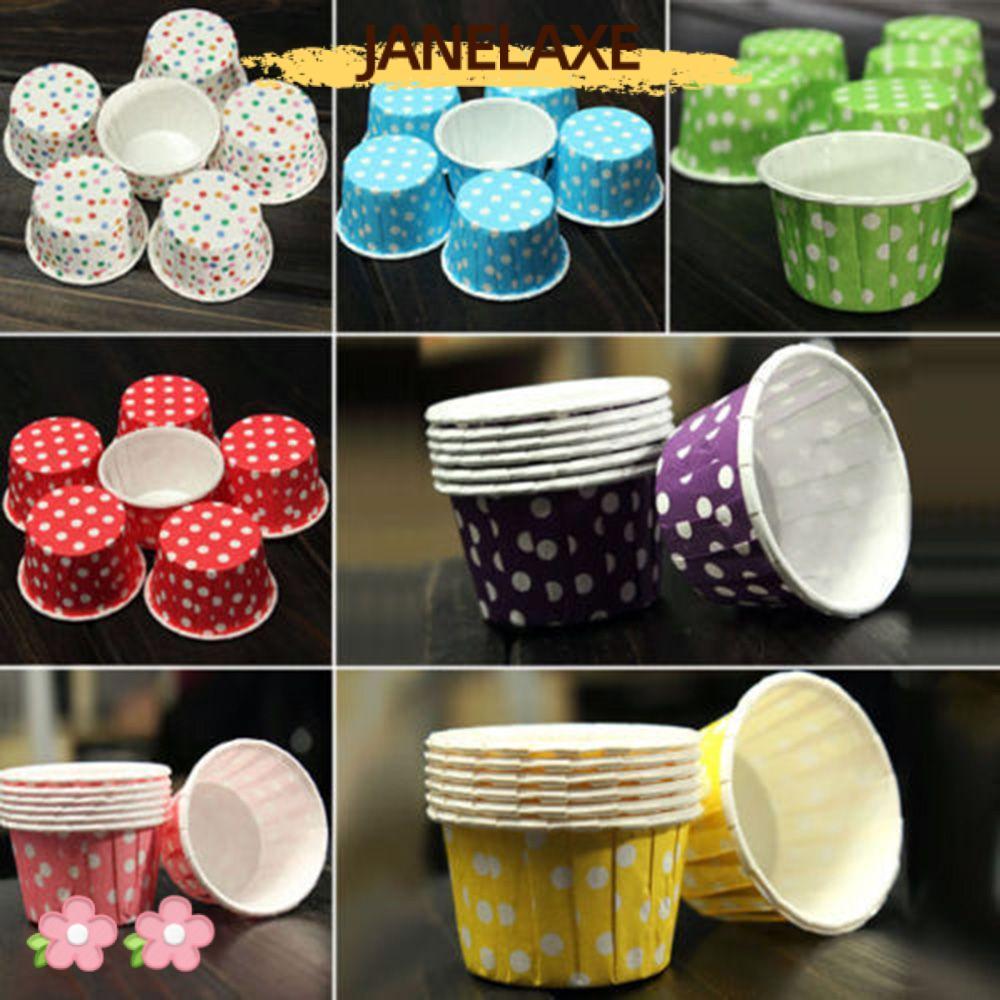JANELAXE932JN 100PCS Baking Wrapper สีสัน Home Dot ตกแต่ง Cupcake Liner