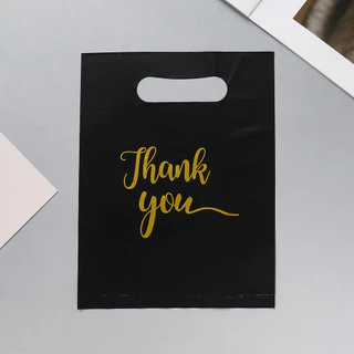 20-50ใบ ถุงหูหิ้ว PE พรีเมียม พิมพ์ Thank you ถุงพลาสติกหนา ถุงของขวัญ ถุงช้อปปิ้ง เครื่องประดับ