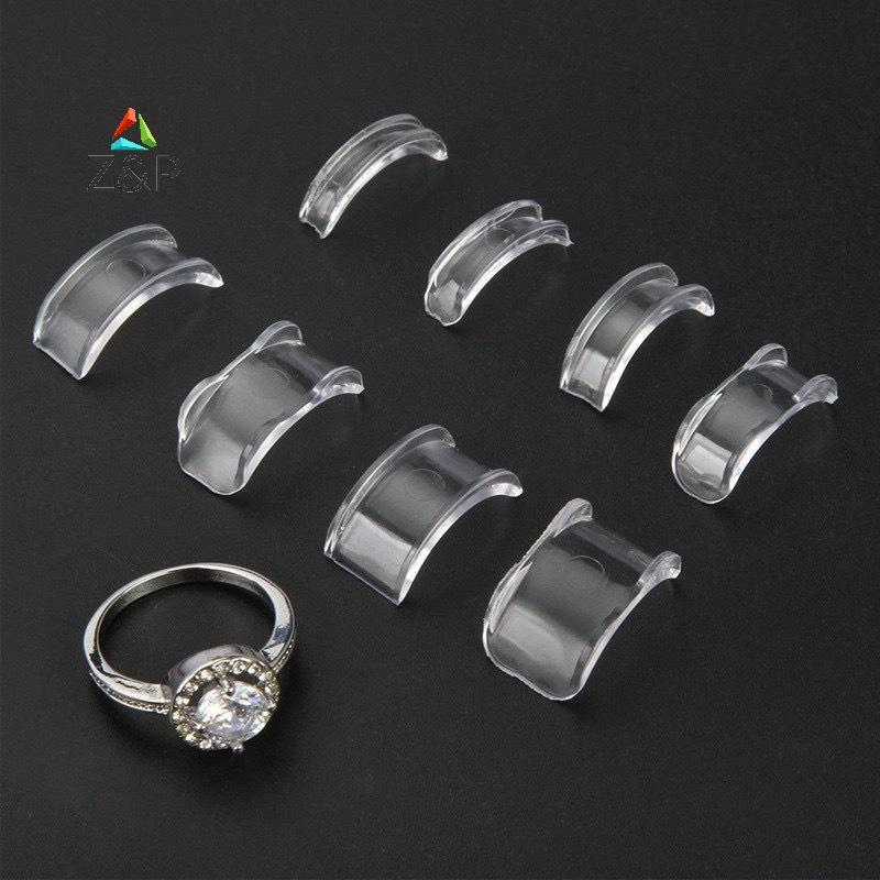 Z & P 8 ขนาดแหวนซิลิโคนขนาด Adjuster Resizer Anti-Loss Proof ที่มองไม่เห็นผู้ถือแหวน Retainer Shrinker สําหรับแหวนเครื่องประดับเครื่องมือ COD