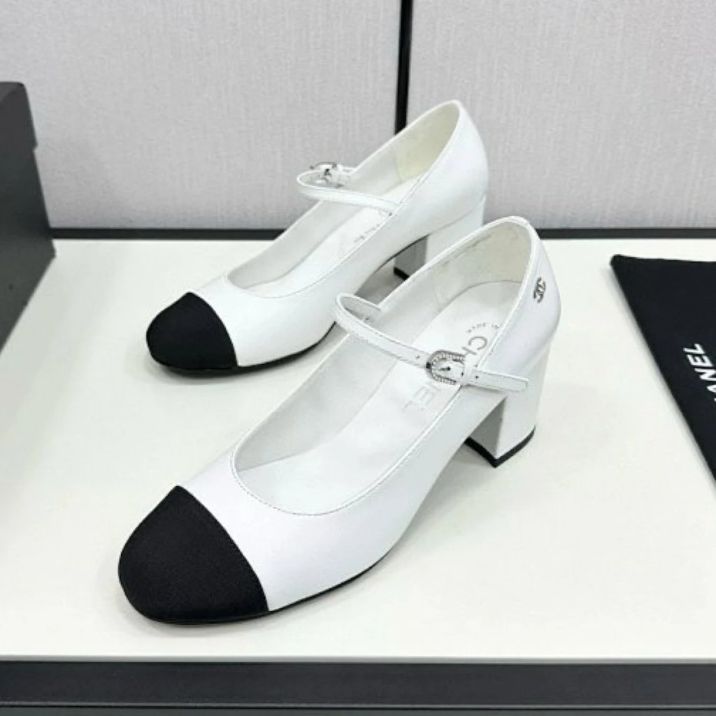 CHANEL CHANEL Mary Jane 24 ส้นหนา Mary Jane รองเท้าเดี่ยว CHANEL รองเท้าส้นสูง Mary Jane รองเท้า Dou