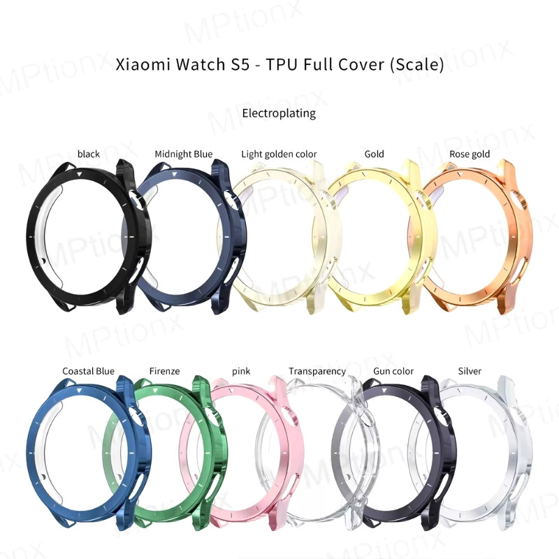 ป้องกันหน้าจอสําหรับ xiaomi Watch S5 Soft TPU ชุบกรณี + ฟิล์ม Full Clear ป้องกันสําหรับ Mi Watch S5 กันชน Soft Shell