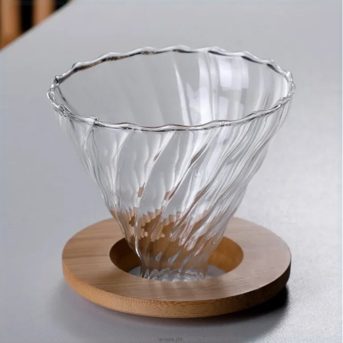 PORBU V60 Coffee Dripper Manual Glass Coffee Brewing Tool 1-4 Cups - VD-25B