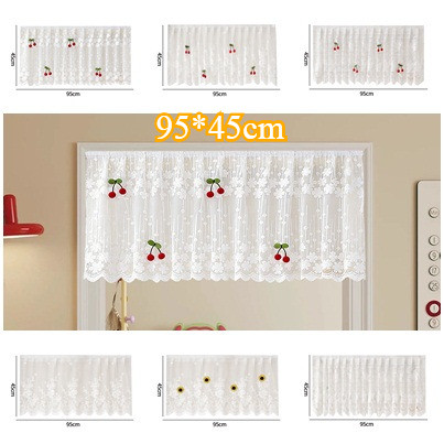 4/2/1PCS Ins Cherry Lace ผ้าม่านสั้น Self กาวผ้าม่านประตู Simple Home Decor