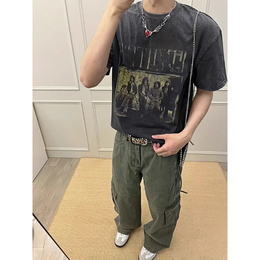 SUIKONE ซุยโคเนะ เสื้อยืดผู้ชายแขนสั้นแบรนด์แฟชั่นอเมริกันคอกลมพิมพ์คุณภาพสูงเป็นกลาง — صورة 8