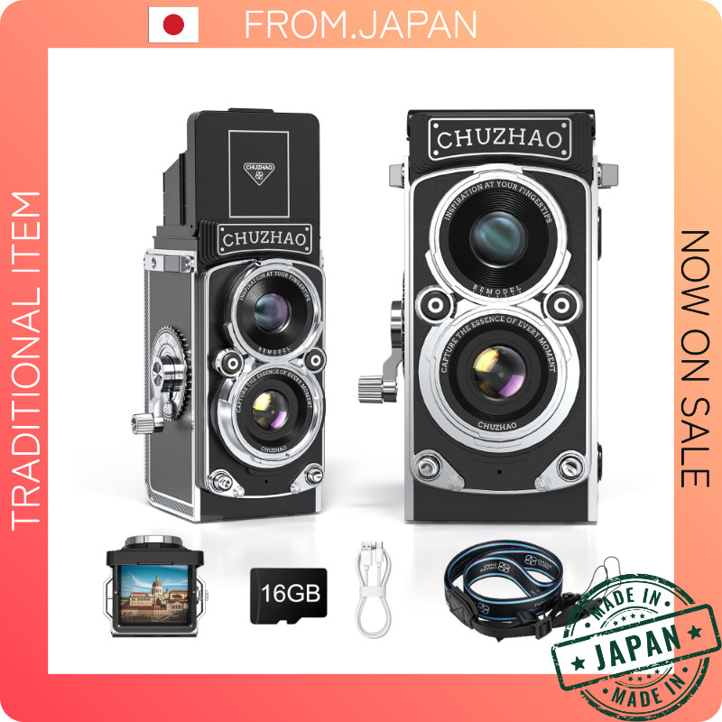 【From Japan】04CHUZHAO Retro Camera Mini Retro Digital Camera 1080P Photo & Video 12MP Autofocus 1.54