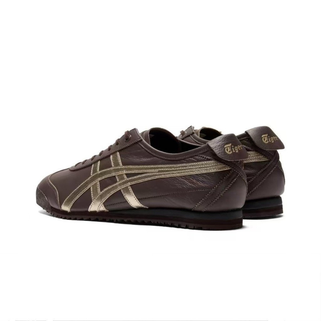Onitsuka Tiger Mexico 66 SD Brown gold รองเท้าลําลองสําหรับบุรุษและสตรีรองเท้าผ้าใบแฟชั่น Fast Shipp