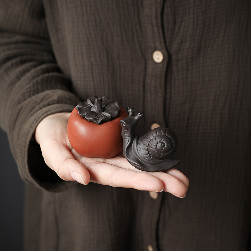 Yuxuan Creative Persimmon Persimmon Ruyi ชาสัตว์เลี้ยงดินสีม่วง Ox Craft เครื่องประดับ