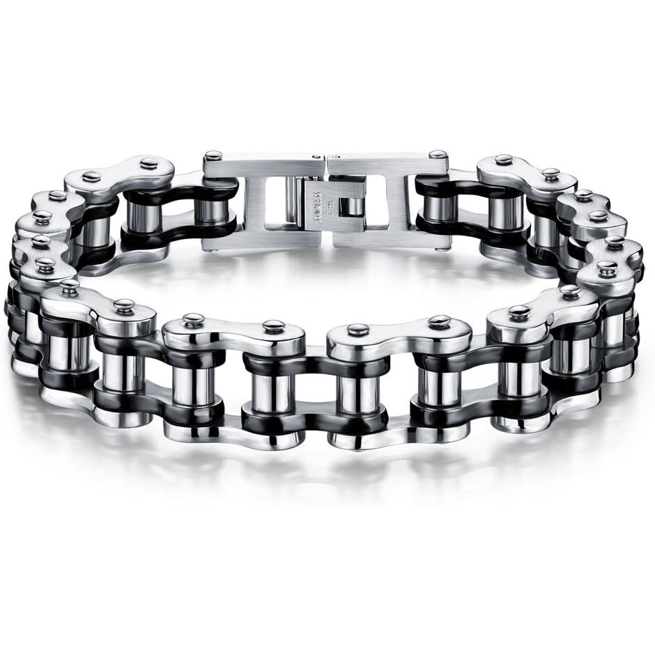 Jonline24h Mens Womens Stainless Steel Motorcycle Biker Chain Heavy Bracelet Rock Link Bracelet
