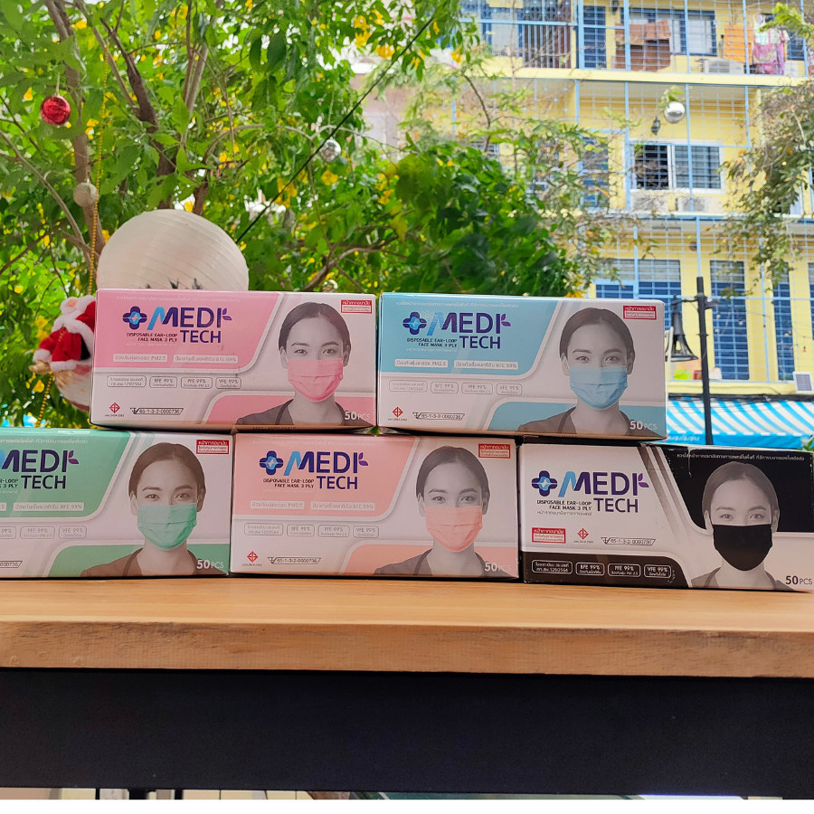 MeDiTech Mask หน้ากากอนามัยการแพทย์ แมสทางการแพทย์ แมส 3 ชั้น เนื้อผ้านิ่ม ไม่ระคายเคือง