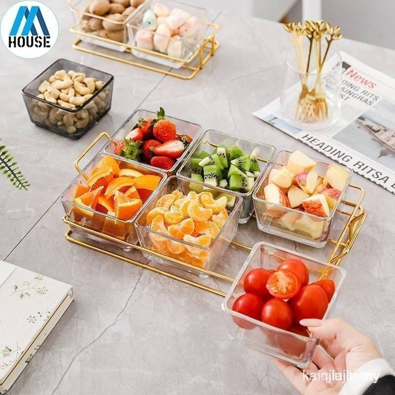 ขนมแยก Platter แก้วผลไม้จานห้องนั่งเล่นถาดขนมบ้านสร้างสรรค์ขนมเนื้อเยื่อผลไม้แห้งแผ่น FOKF WHQO SXN7