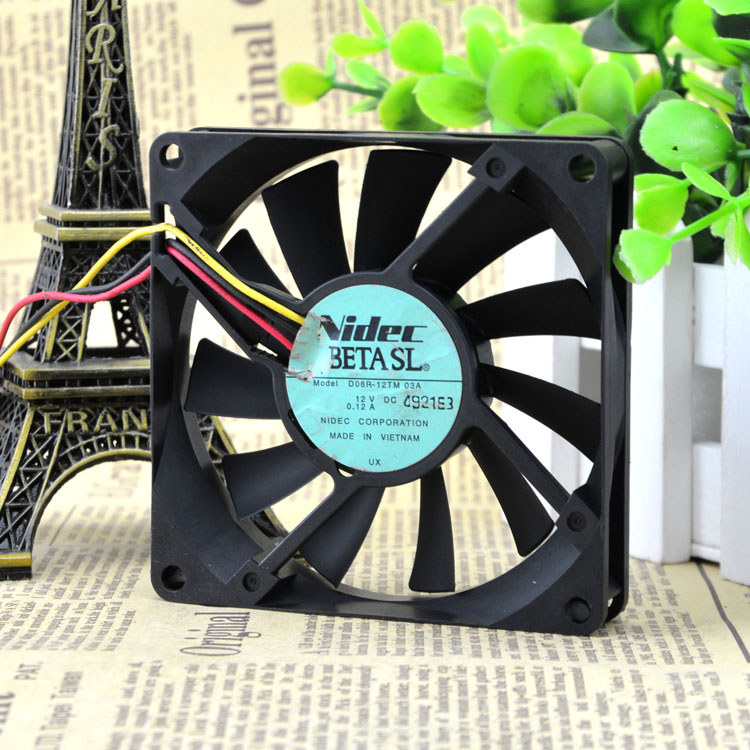 Original Nidec 8015 D08R-12TM 03A 12V 0.12A พัดลมระบายความร้อนแบบเงียบพิเศษ CPU 3 สาย