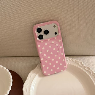 [Sheren] เคสโทรศัพท์สีชมพูลายจุดเหมาะสําหรับ i17 16 15 14 13 12 11 pro max เคสไอโฟน