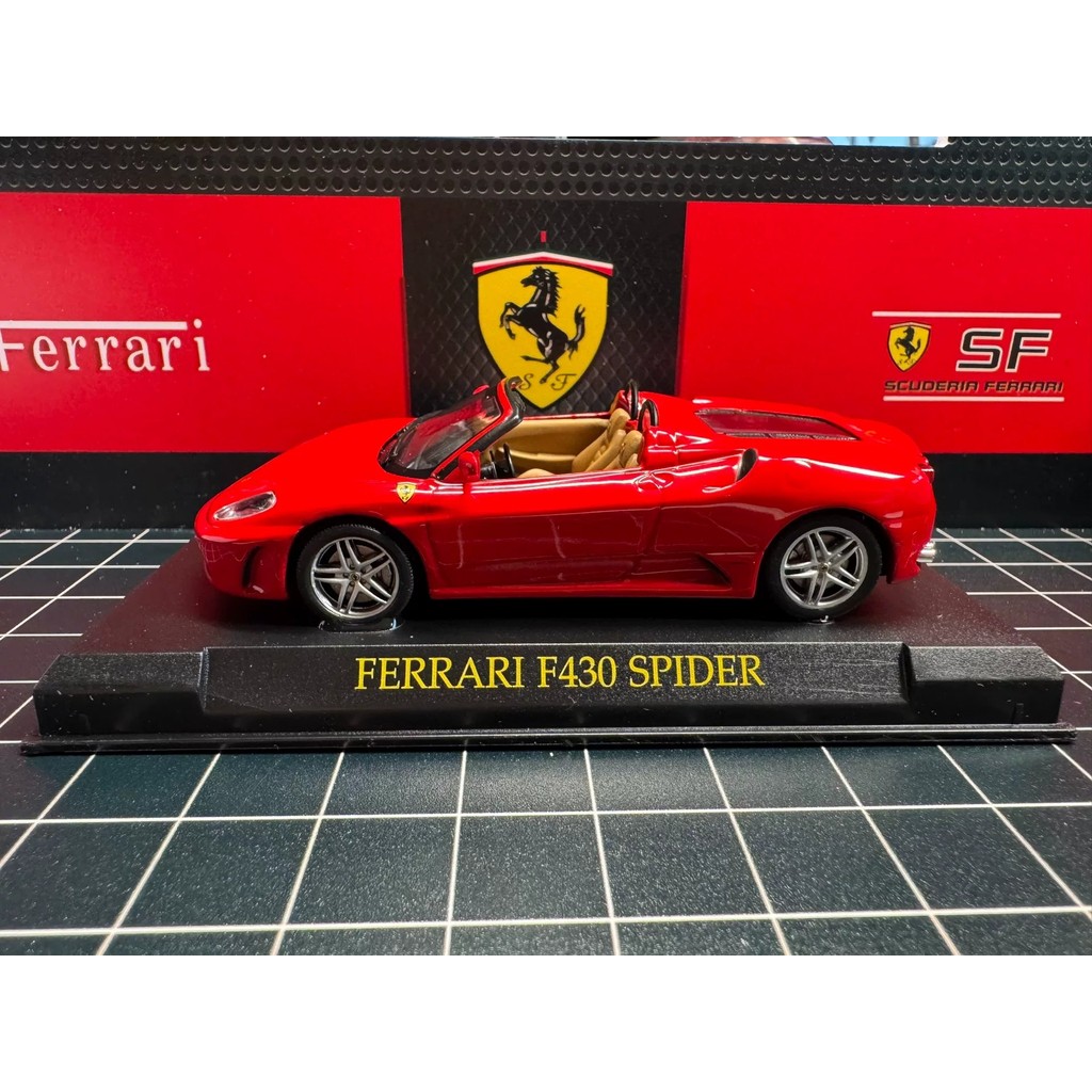 Ferrari Ferrari F430 Spider Convertible Version,โมเดลรถโลหะผสม1/43,สีแดง,พร้อมฐานจอเดิม.สภาพรถใหม่ทั