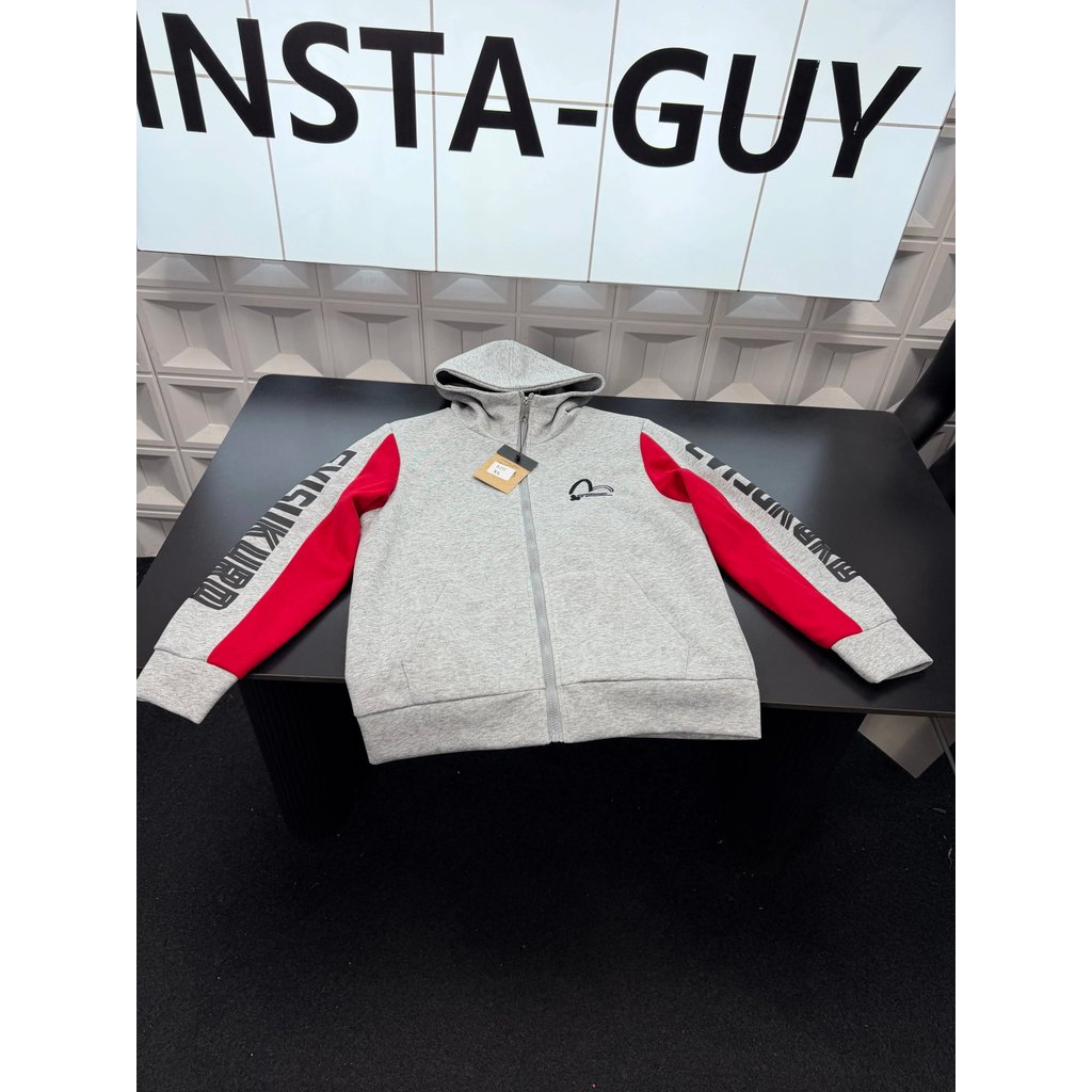 ฤดูใบไม้ผลิฤดูร้อนสไตล์ใหม่มาใหม่เอาท์พุตระเบิด⭐Evisu God of Fortune Hooded Jacket Stitching Contras