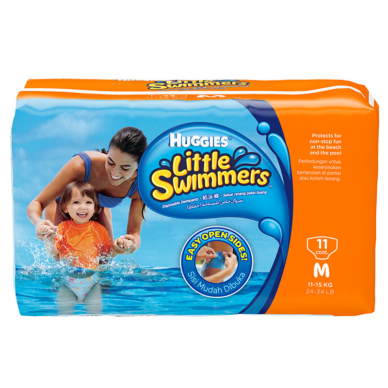 ฮักกี้ส์ลิตเติ้ลสวิมเมอร์กางเกงผ้าอ้อมเด็กขนาด M 11ชิ้น Huggies Little Swimmer Diaper Pants Size M 1