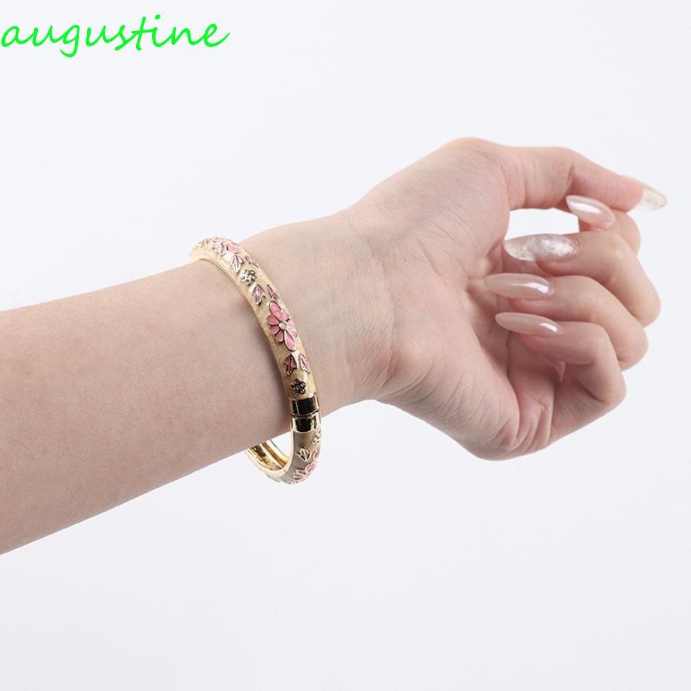 Cloisonne AUGUSTINE กําไลข้อมือวินเทจ,กําไลข้อมือดอกไม้แบบดั้งเดิมจีน,กําไลข้อมือบนมือชาติพันธุ์คลาส