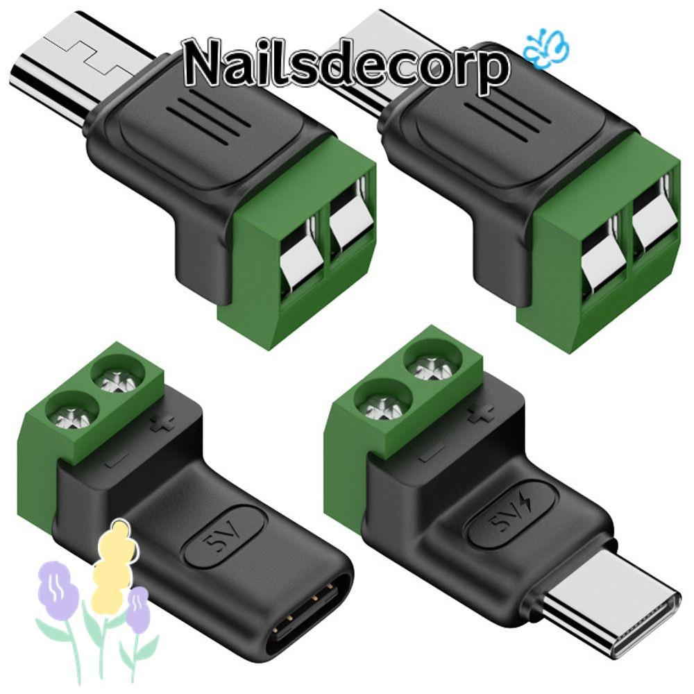 NAILS อะแดปเตอร์เทอร์มินัล USB C ถึง 2Pin, สกรู Solderless Plug Crimp Terminal Block, คุณภาพสูง 5V ส