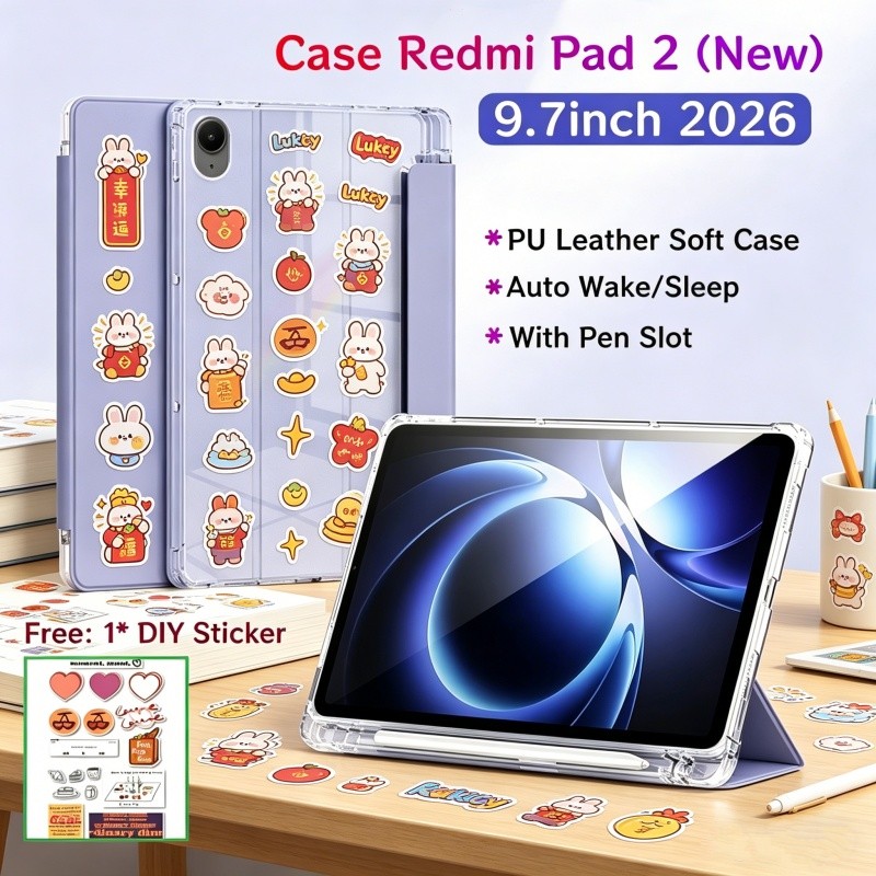 เคส Redmi Pad 2 9.7 นิ้วพร้อมช่องเสียบปากกาแม่เหล็กป้องกัน Xiaomi Redmi Pad 2 เคส Redmi Pad 2 SE 9.7