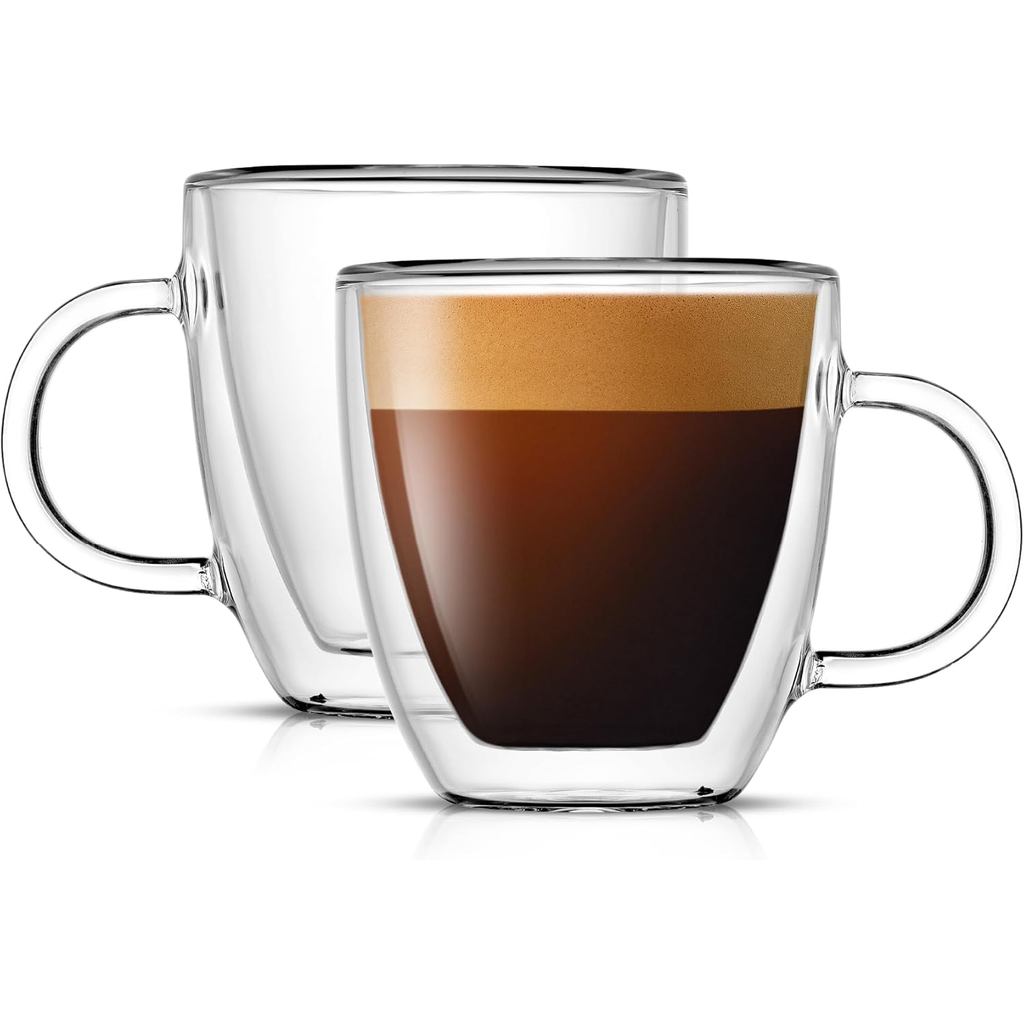 JoyJolt Savor Double Wall Insulated Glasses แก้วเอสเพรสโซ่ (ชุด 2 ชิ้น) - 5.4-Ounces
