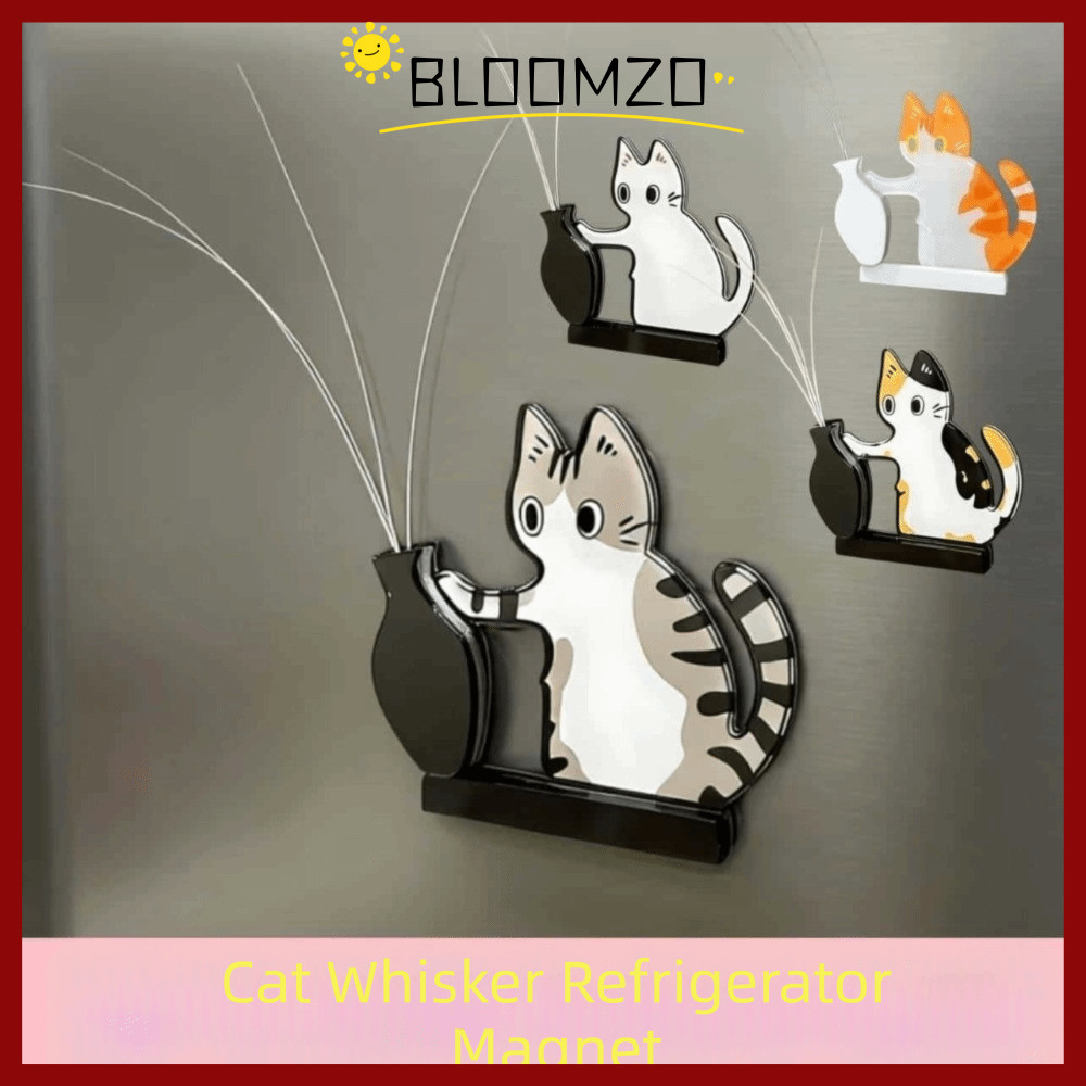 จัดส่งจากประเทศไทยBLOOMZO Cat Whiskers Collection Jewelry, Acrylic Cartoon Cat Hair Storage Memorial Box, Cute Magnetic Cat ตู้เย็นสติกเกอร์สําหรับตกแต่งบ้าน