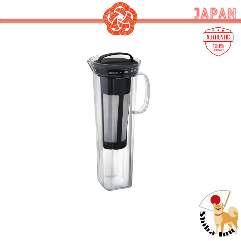 HARIO Rise 840mL Tritan cold-brew coffee pitcher, dishwasher-safe, black (CBR-12-B)