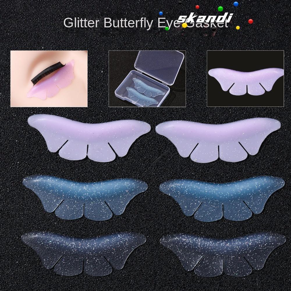 SKANDI Lash Lifting Pads, Butterfly Shaped Eyelash Extension แผ่นดัดขนตา,แฟชั่นซิลิโคน Glitter Reusable Eyelashes Perming Curler Rods อุปกรณ์ขนตา