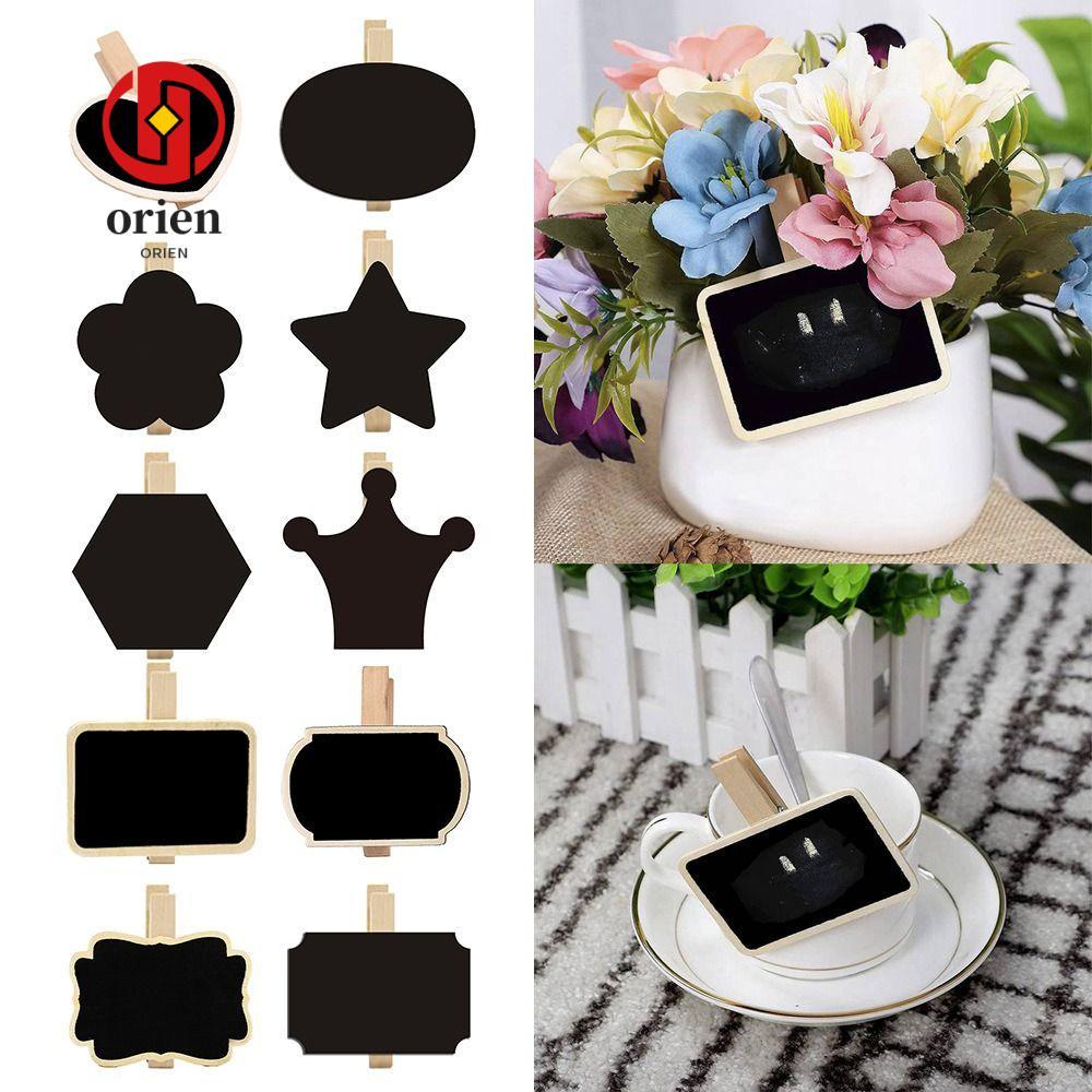 ORIEN 10 ชิ้น/เซ็ตกระดานข้อความ, คลิปกระดานดํารูปทรงพิเศษสีดํา, กระดานเขียนไม้ที่ทนทานงานแต่งงาน