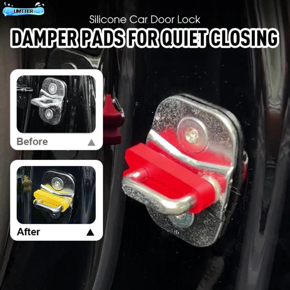 UMTTER 4 ชิ้นรถประตูล็อค Sound Deadener บัฟเฟอร์, Soundproofing Seal รถประตูล็อค Protector, ซิลิโคนโช้คอัพ Sound Damper ประตูล็อคบัฟเฟอร์อุปกรณ์เสริมอัตโนมัติ