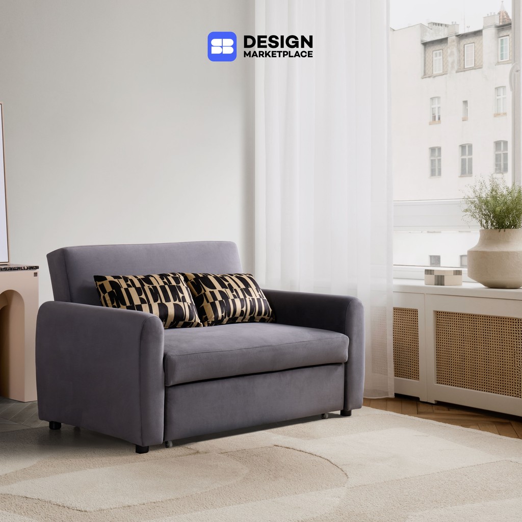 SB Design Square Elle Decor - โซฟาเบด 2 ที่นั่ง รุ่น Buddy สีเทาเข้ม (160x97x91 ซม.)  แบรนด์ ELLE DECOR