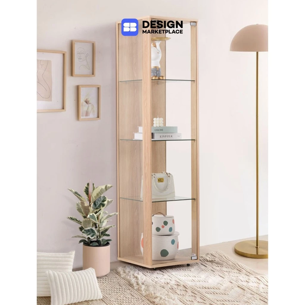 SB Design Square ตู้โชว์กระจกใส รุ่น Bebby ขนาด 40 ซม. สีไม้อ่อน (40x40x162.5 ซม.) แบรนด์ KONCEPT FURNITURE