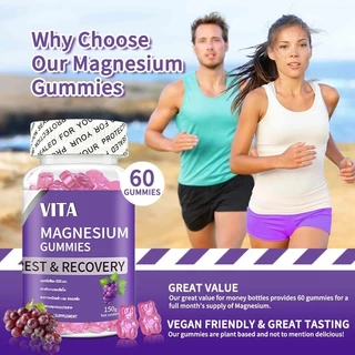 VITA แมกนีเซียม กัมมี่ วิตามินบีรวม อาหารเสริม ลดเมื่อยกล้ามเนื้อ Magnesium VitaminB Gummy Dietary Supplement 60 Gummies