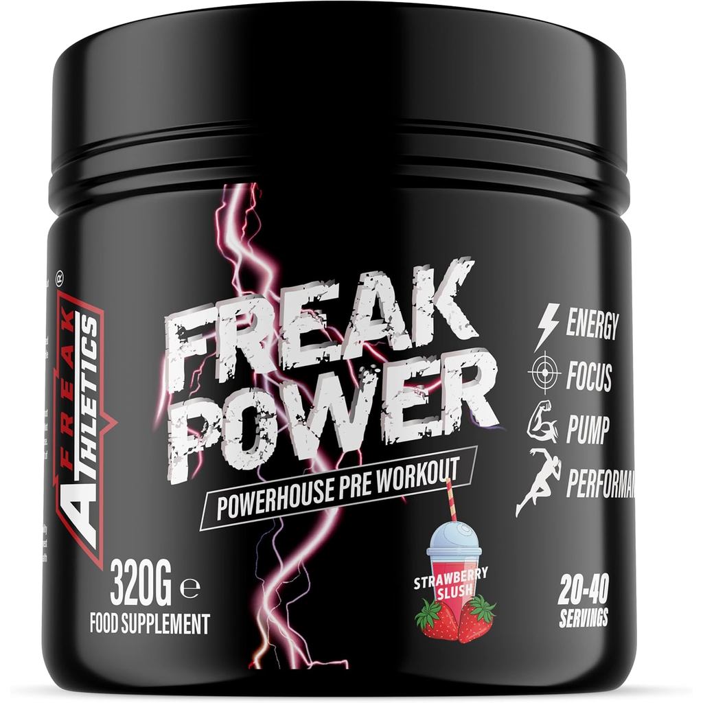 Freak Power Pre Workout 320g Pre Workout Powder (สตรอเบอร์รี่โคลน)