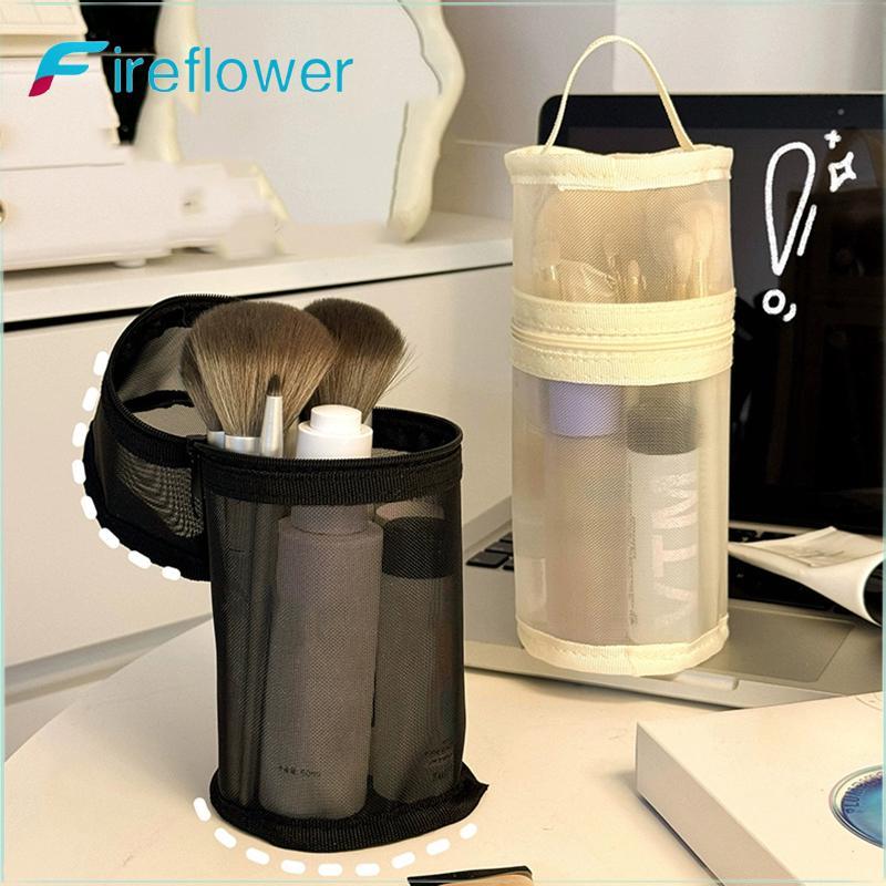 Fireflower ตาข่าย Dual-ใช้แปรงแต่งหน้ากระเป๋าแบบพกพาแปรงขนาดใหญ่ความจุแปรง Buet Holder Travel Stand-up กระเป๋า Nice