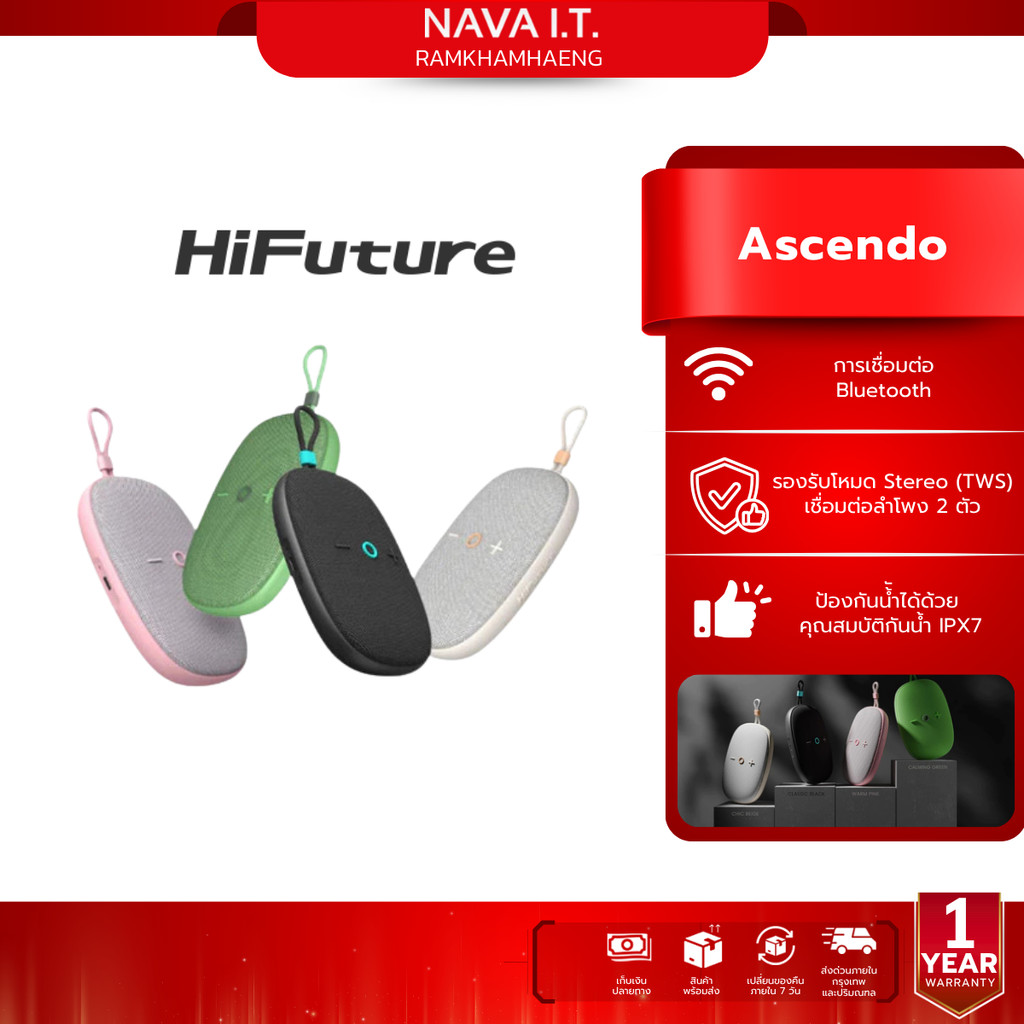 HiFuture Ascendo 2-in-1 Amplifier Portable Wireless Speaker รับประกัน 1 ปี