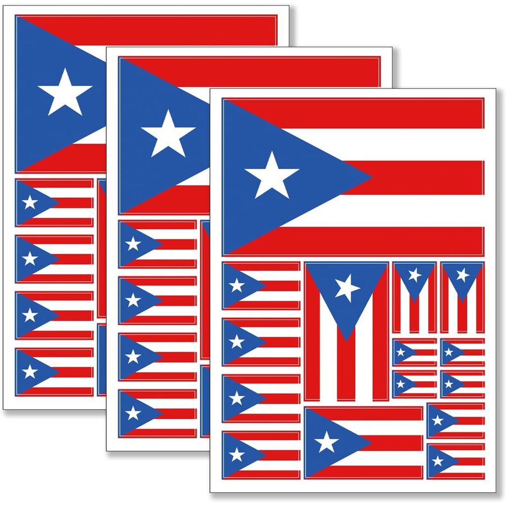 QQSD Puerto Rico Flag สติกเกอร์ Puerto Rican รูปลอกหลายขนาด 3 แพ็ค 11.7 x 8.3 นิ้ว