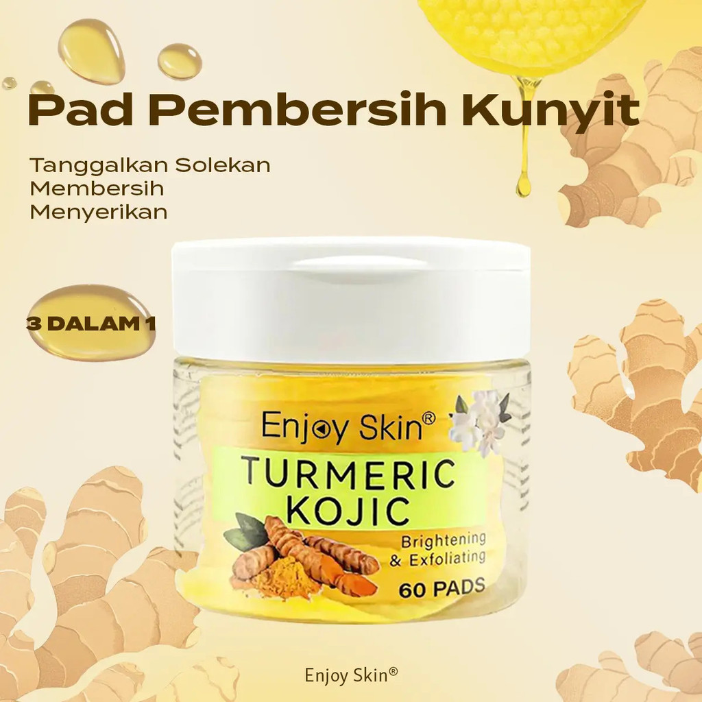 แผ่นทําความสะอาดขมิ้น Kojic Enjoy Skin 60 แผ่น คลีนซิ่งและเมคอัพรีมูฟเวอร์ เหมาะสําหรับการดูแลผิว TU