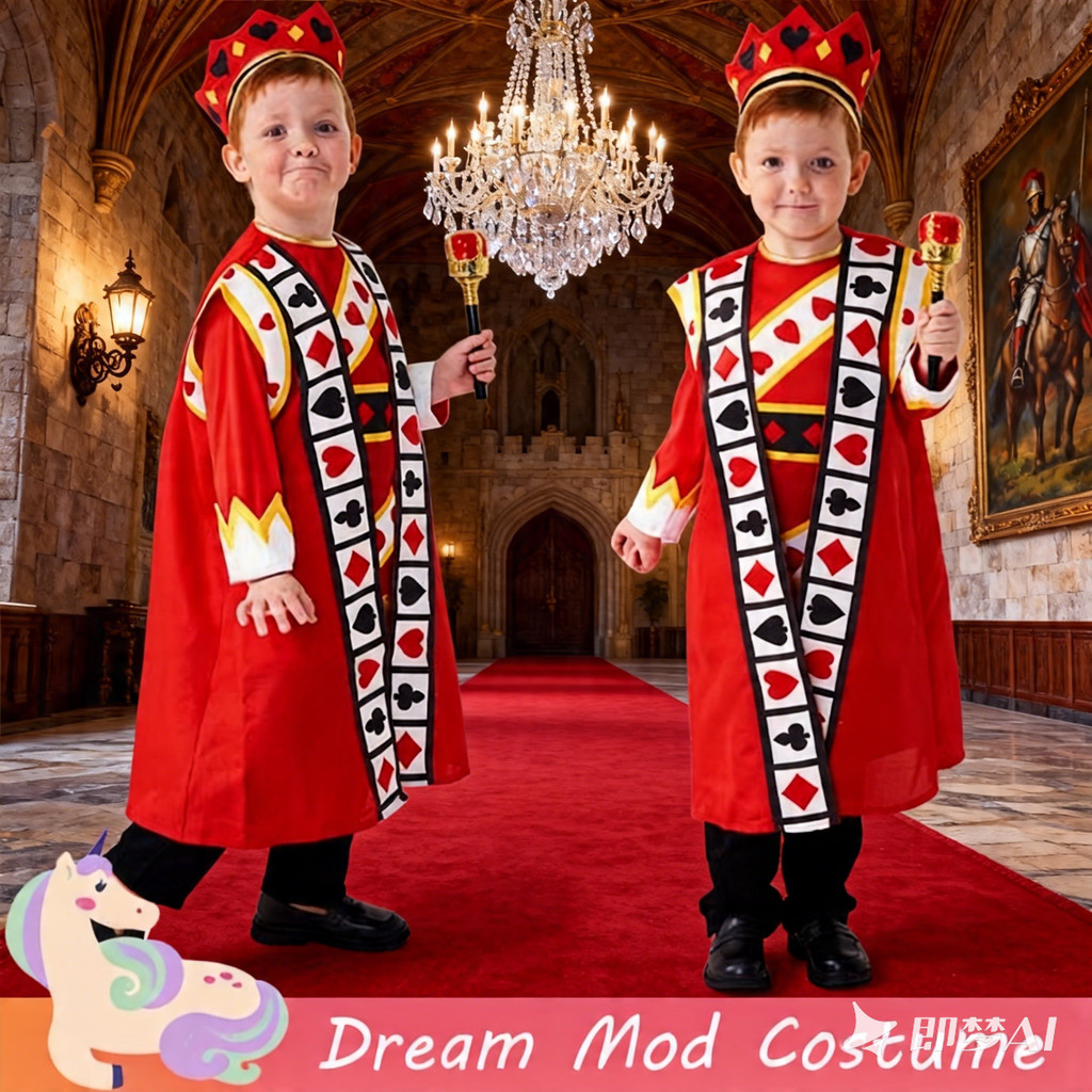 Alice in Wonderland Red Royal Cloak Poker King คอสเพลย์เครื่องแต่งกายสําหรับเด็กเด็กฮาโลวีน Christma