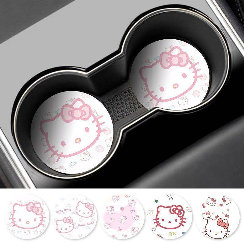 Pink Line Cat Car Coaster Car Good Product Creative Water Cup Mat Car Interior Ornaments Non-Slip St