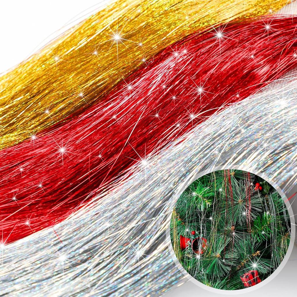 12000 คริสต์มาส Icicle Tinsel ทองสีแดงเงิน Tinsel สําหรับต้นคริสต์มาส 19.6 "ฟอยล์ Fringes Shiny Icic